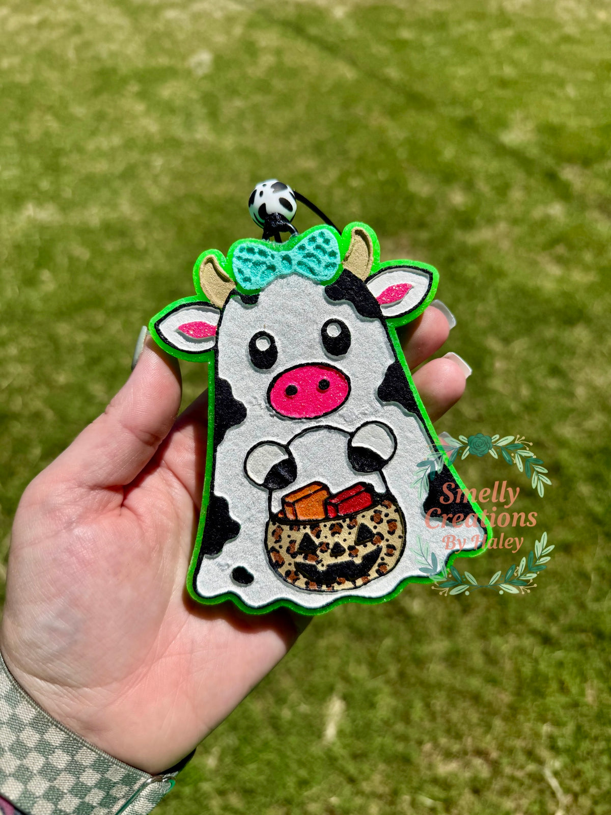 Trick or treat cow car freshie